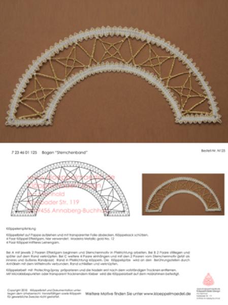 125 Klöppelbrief Klöppeleinsatz „Sternenband“ für Lichterbogen
